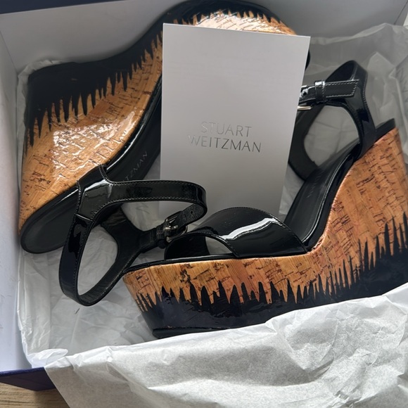 Stuart Weitzman Flame heel design black wedges - Picture 13 of 13